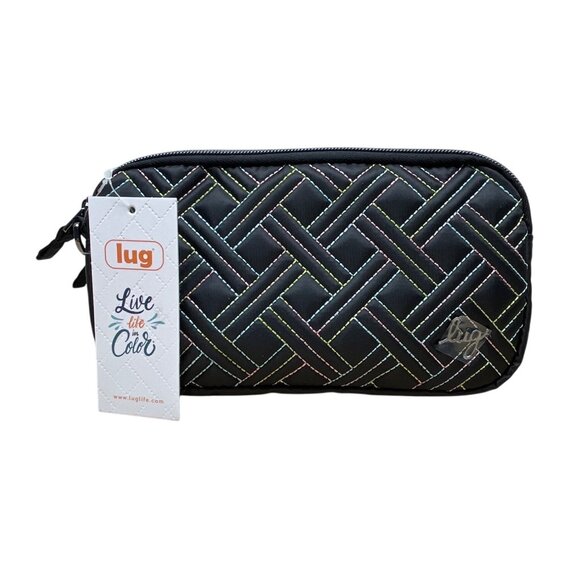 Lug Quilted Black Colorful Stitching & Adjustable Strap Coupe XL Crossbody Bag - Picture 1 of 13